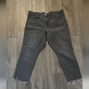 Women's Universal Thread high rise skinny ankle raw hem dark gray wash pants 14R